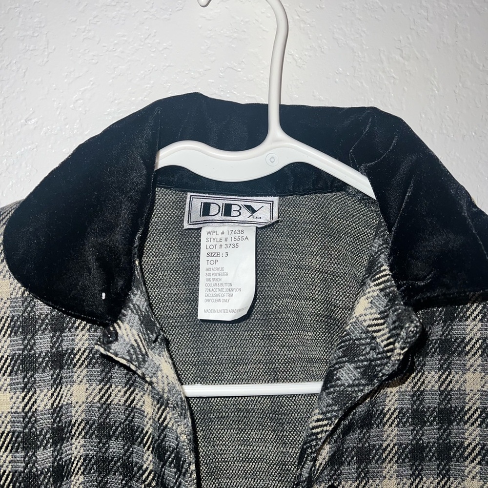 DBY Plaid jacket and dress with black velvet buttons and Collar